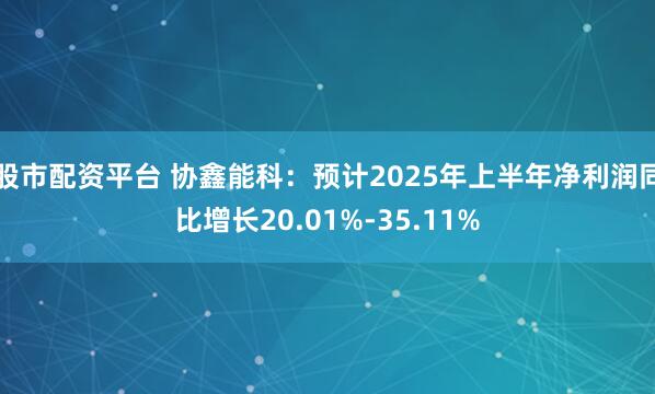 股市配资平台 协鑫能科:预计2025年上半年净利润同比增长20.01%-35.11%